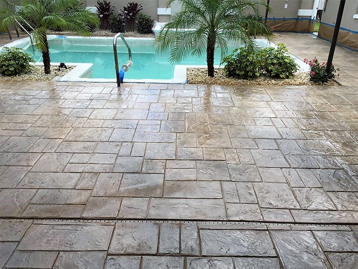 Tampa Bay Stamped Concrete Pool Deck